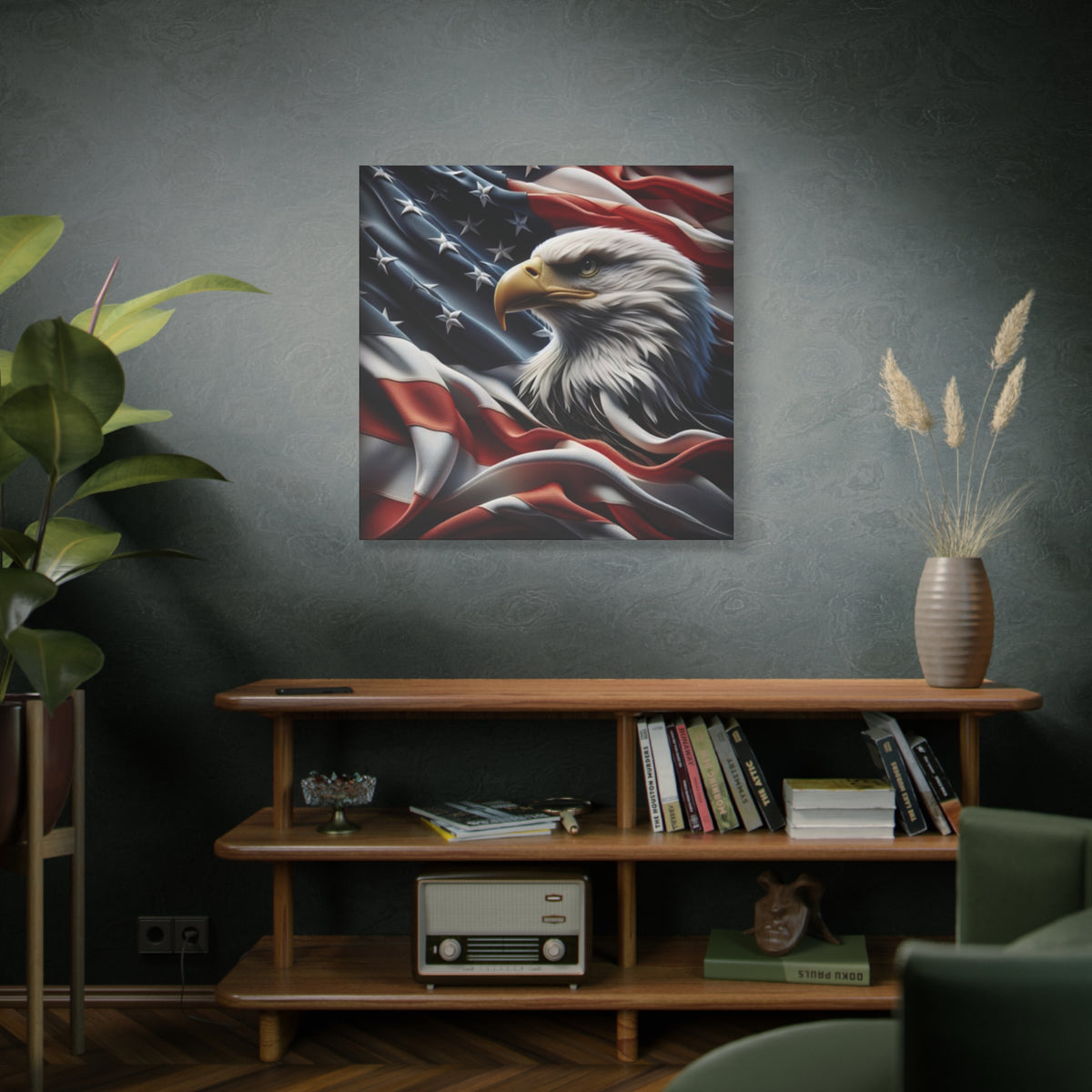 Patriotic Eagle Canvas Wall Art - American Flag Decor - Red White Blue - Gallery Wrapped - 27 Sizes - Veteran Gift