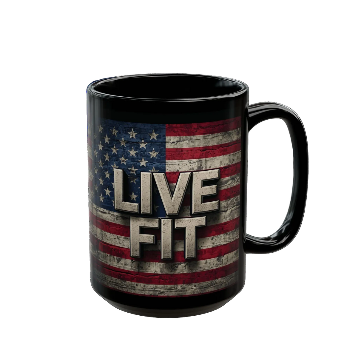 LIVE FIT Vintage American Flag Mug (11oz/15oz)