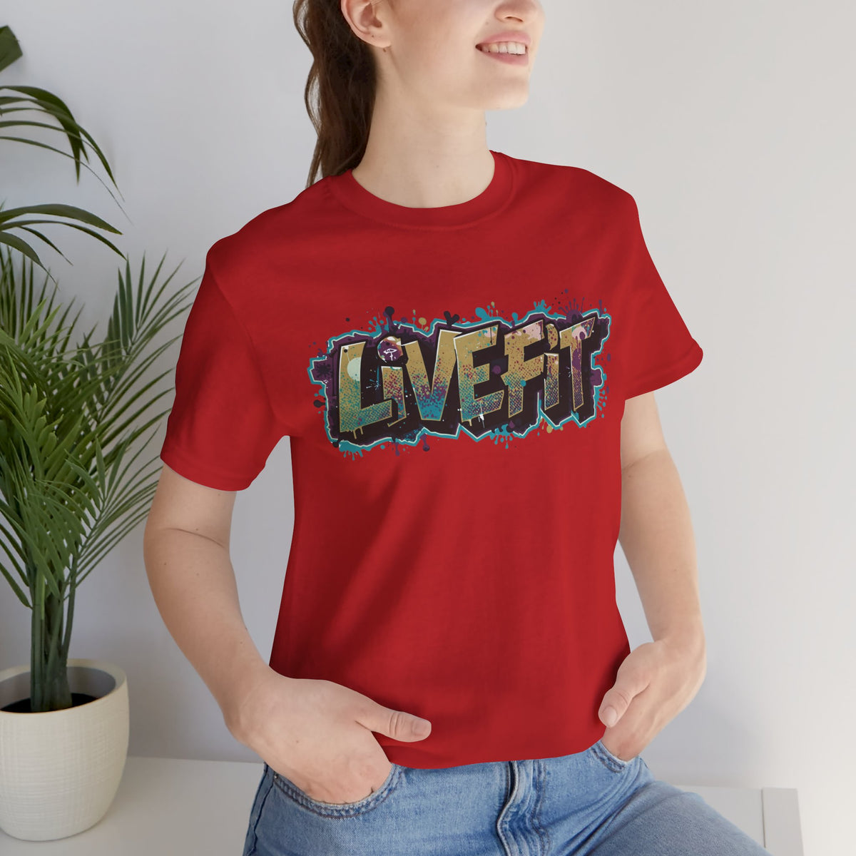 LIVE FIT Graphic Fitness Tee - Motivational Workout T-Shirt - Unisex XS-4XL