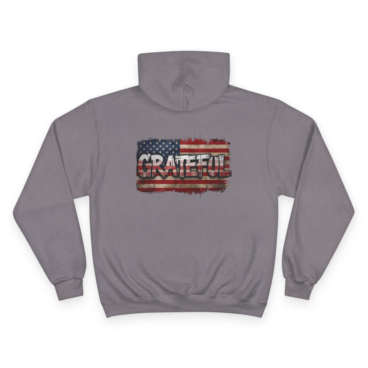 Grateful - Champion Hoodie - Vintage American Flag Design - Red White Blue - Unisex S-3XL