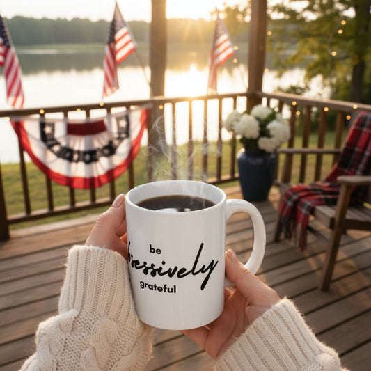 Grateful Mug - Inspirational Quote - White Ceramic - 11oz/15oz
