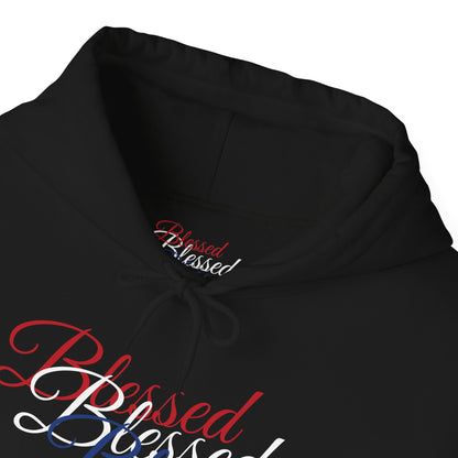 Blessed Hoodie - Patriotic Red White Blue - Unisex Pullover - Front & Back Print - S-5XL