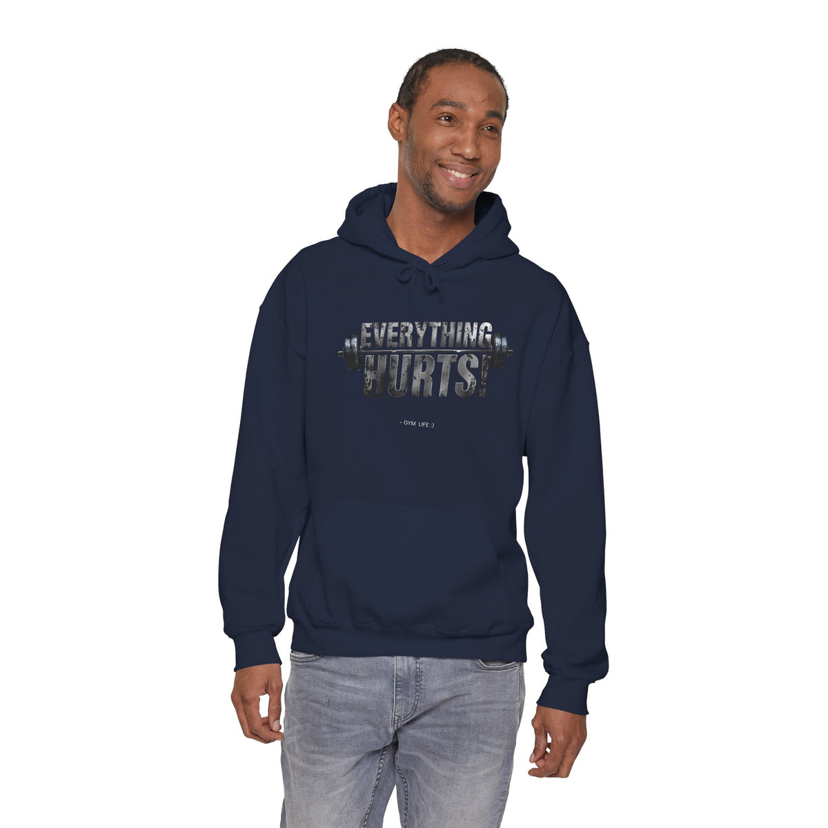 Everything Hurts! Gym Life Workout Hoodie - Funny Fitness Sweatshirt - Barbell Design - S-5XL