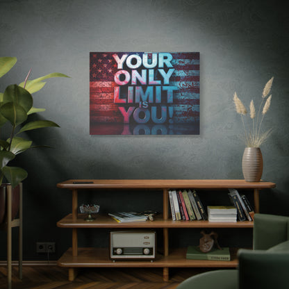 Your Only Limit Is You Canvas Wall Art - Motivational Vintage Flag Decor