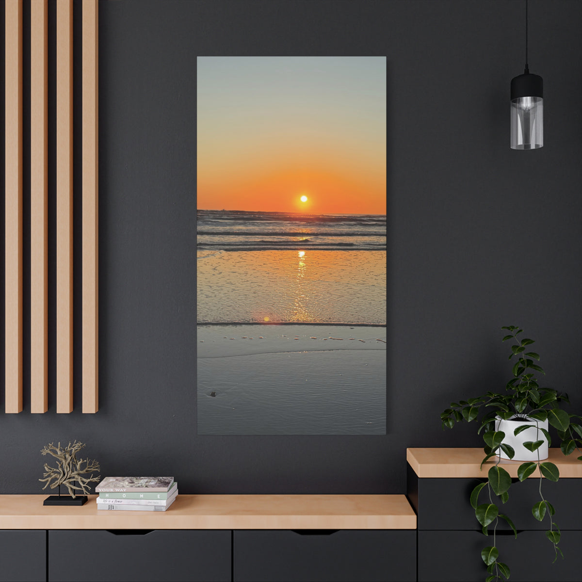 Sunset Beach Canvas Print, Ocean Decor, Wall Art, Home Decor, Coastal Artwork for Living Room