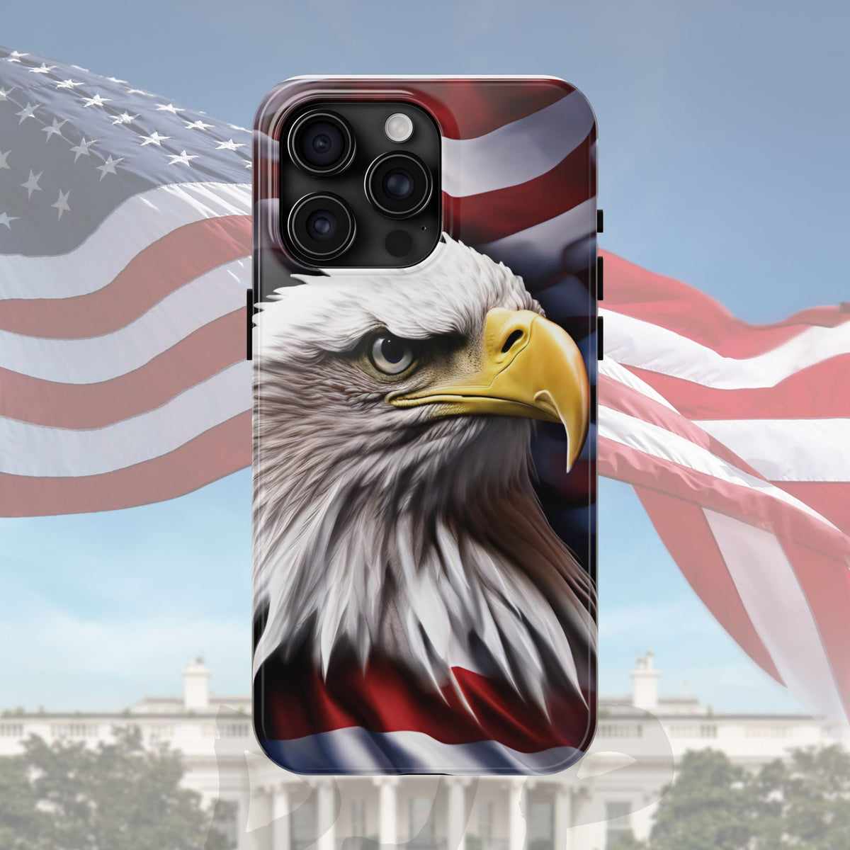 Patriotic - Bald Eagle - Phone Case - Tough Phone Case - American Flag Design - Gift for Veterans - National Holidays - Outdoor Adventures - Eagle Lover