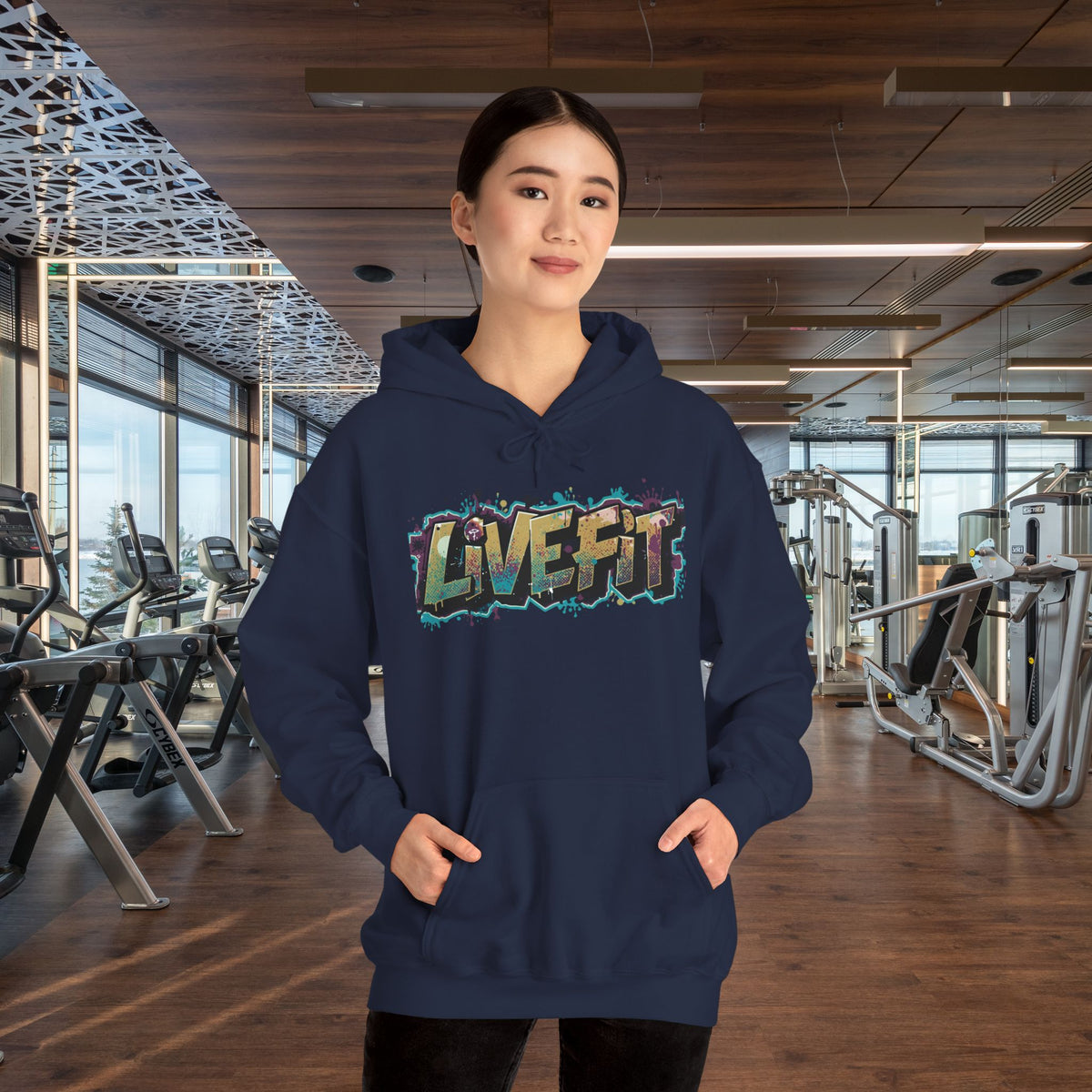 LIVE FIT Hoodie - Unisex Heavy Blend Sweatshirt - Fitness Gym Wear - Workout Apparel - S-5XL