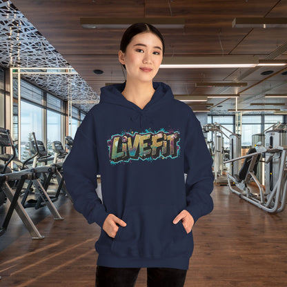 LIVE FIT Hoodie - Unisex Heavy Blend Sweatshirt - Fitness Gym Wear - Workout Apparel - S-5XL