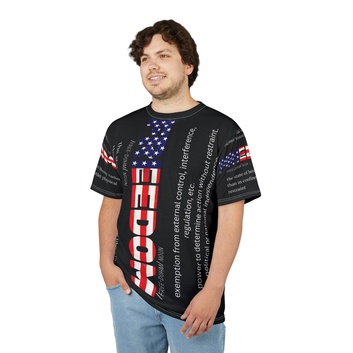 Unisex - Freedom - Definition Tee - American Flag - Red White Blue - All Over Print - T-Shirt - Sizes - S - 3XL