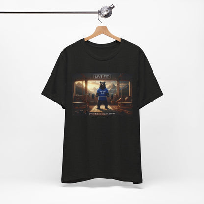 LIVE FIT Bear Graphic Tee - Motivational Gym Workout T-Shirt - Unisex Fitness Apparel