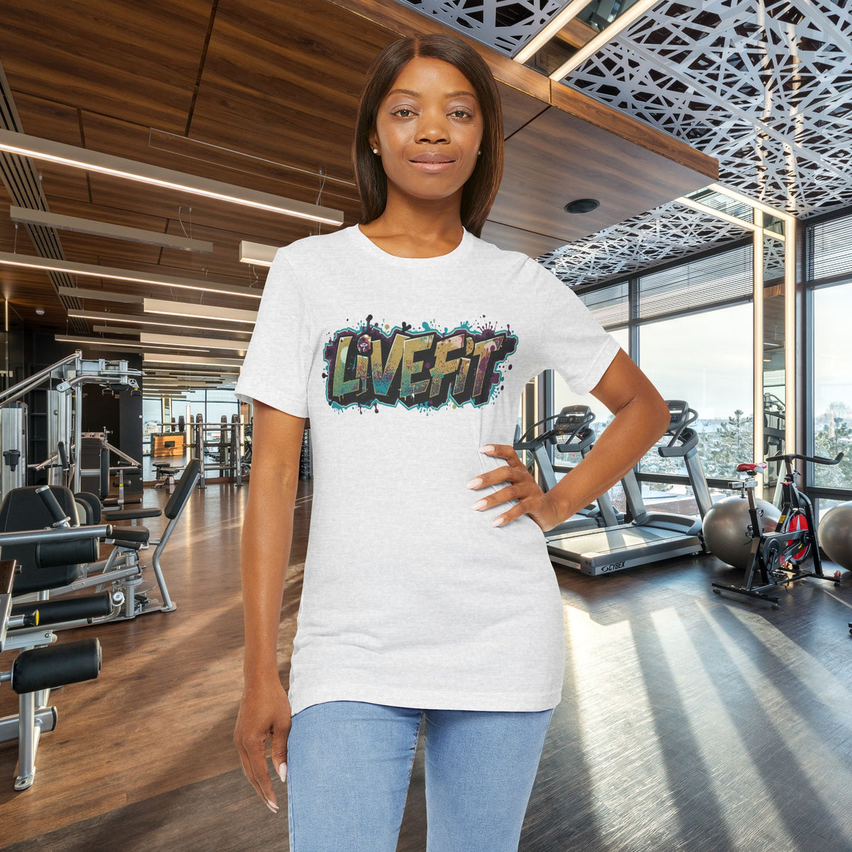 LIVE FIT Graphic Fitness Tee - Motivational Workout T-Shirt - Unisex XS-4XL