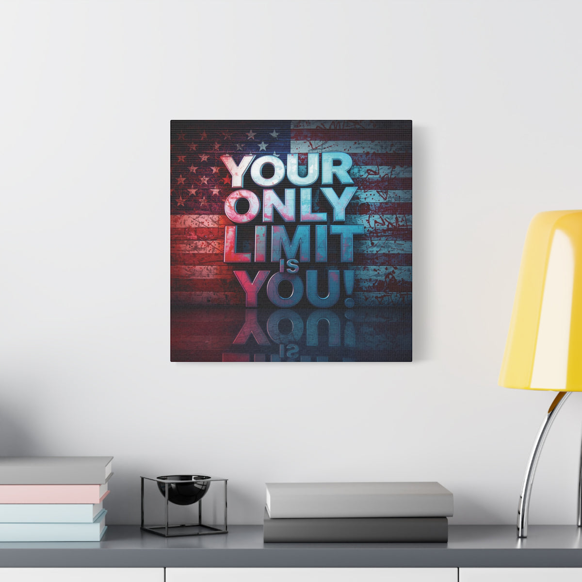 Your Only Limit Is You Canvas Wall Art - Motivational Vintage Flag Decor