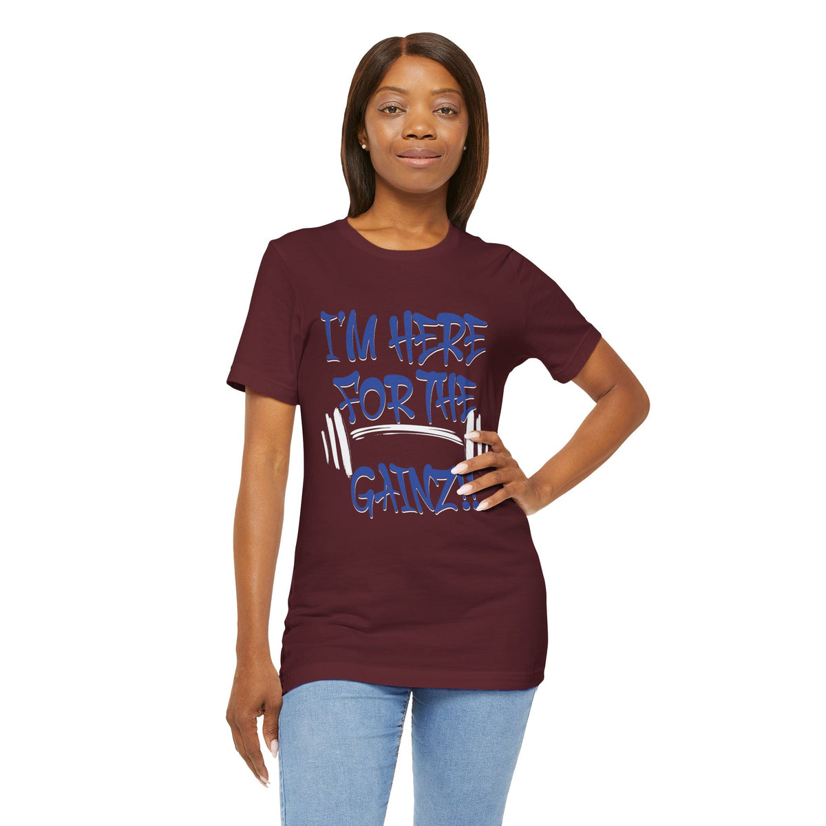 I'm Here For The Gainz! Gym Motivation T-Shirt - Funny Fitness Tee - Unisex XS-4XL