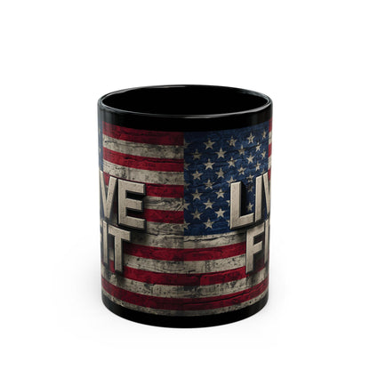 LIVE FIT Vintage American Flag Mug (11oz/15oz)