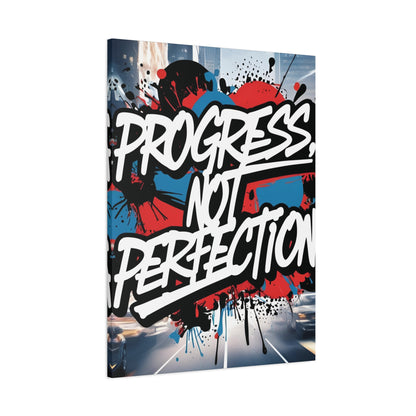 Progress Not Perfection Canvas Wall Art - Motivational Home Decor
