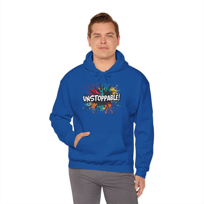 Unstoppable! Paint Splash Hoodie - Motivational Graphic Sweatshirt - Unisex Pullover - S-5XL