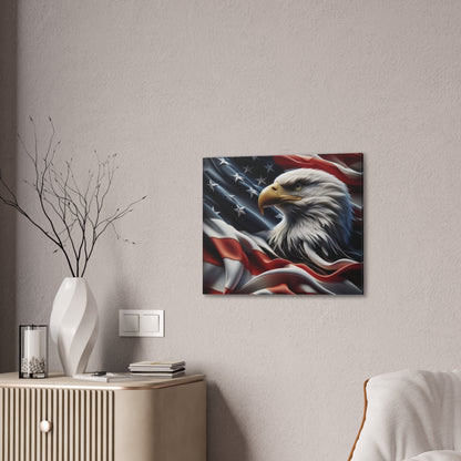 Patriotic Eagle Canvas Wall Art - American Flag Background - USA Decor