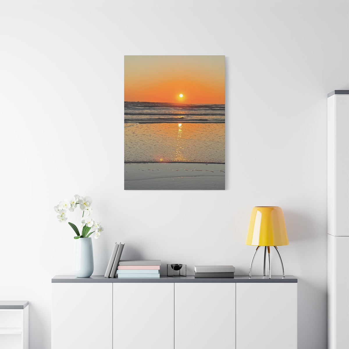 Sunset Beach Canvas Print, Ocean Decor, Wall Art, Home Decor, Coastal Artwork for Living Room