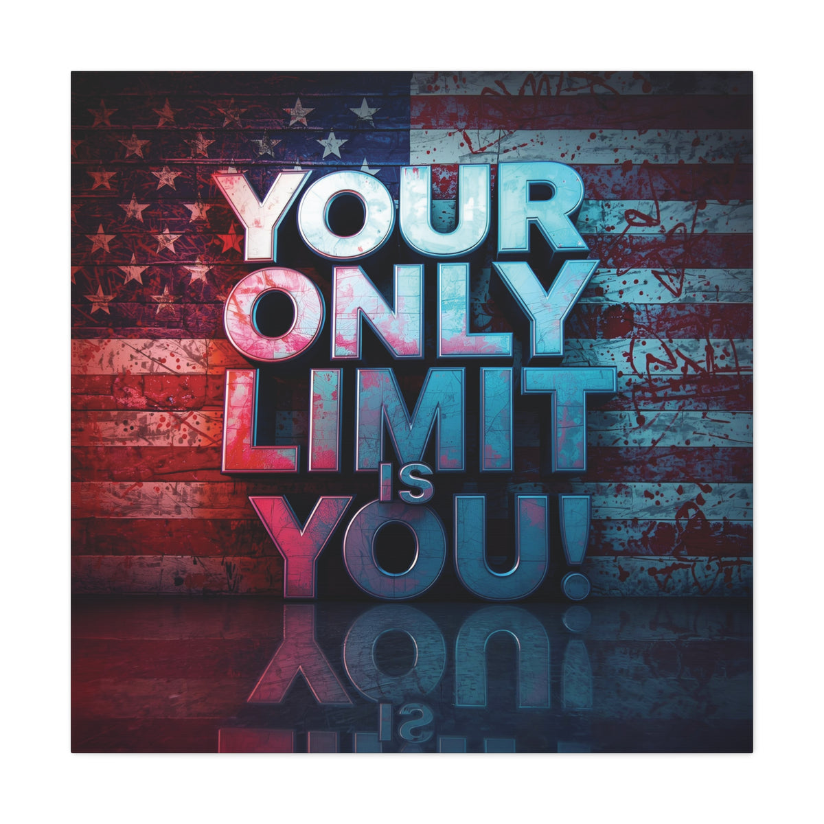 Your Only Limit Is You Canvas Wall Art - Motivational Vintage Flag Decor