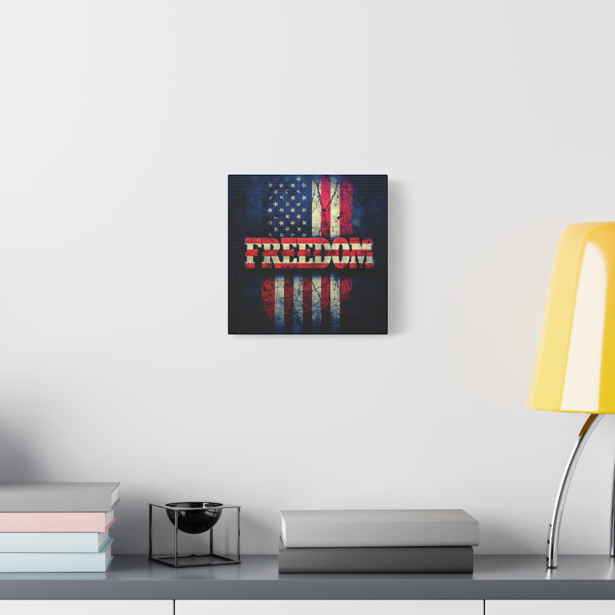 Freedom Canvas Wall Art - Patriotic Vintage American Flag - Gallery Wrapped - Red White Blue - 35 Sizes Available