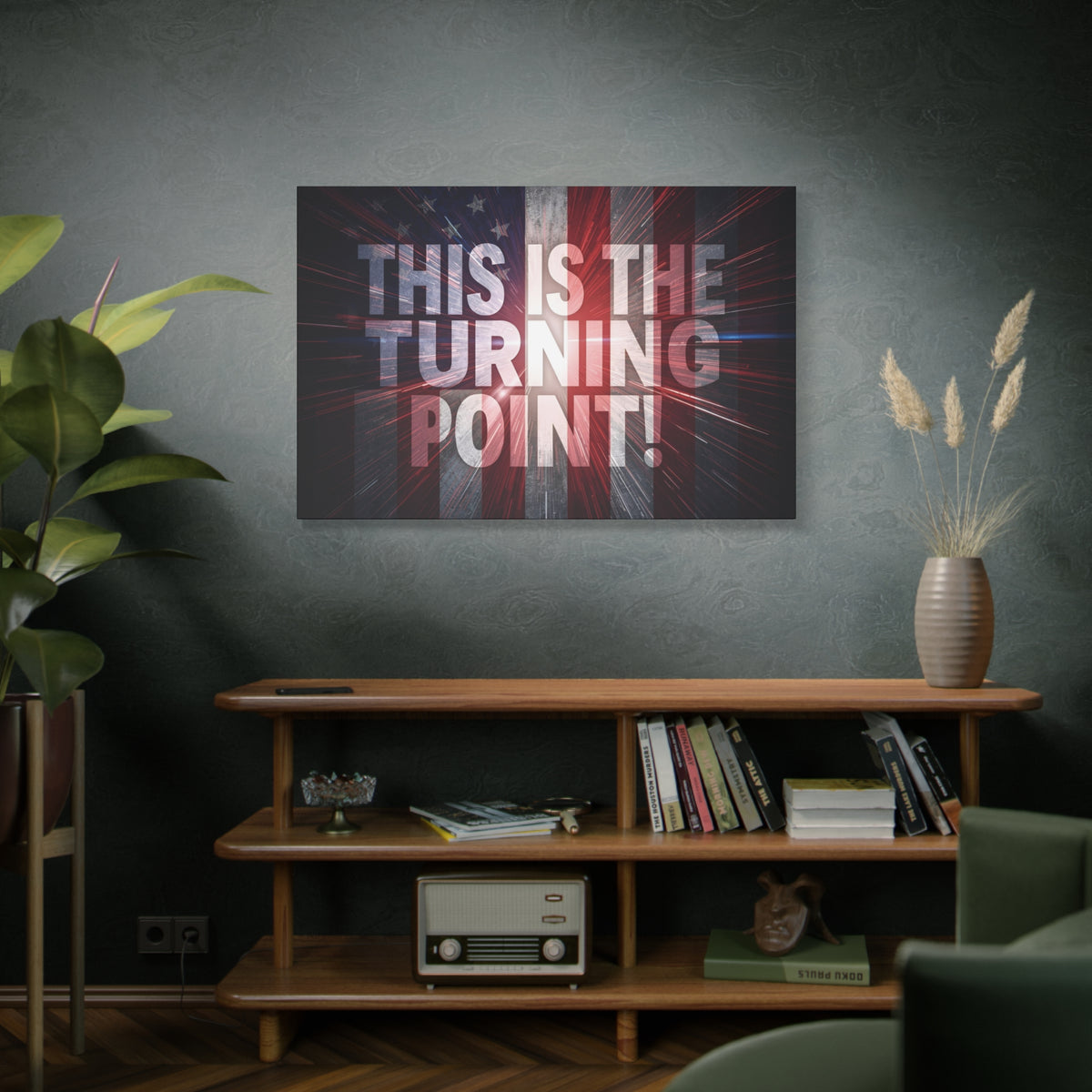This Is The Turning Point! Canvas Wall Art - Patriotic American Flag - Red White Blue - Motivational Decor - 36 Sizes