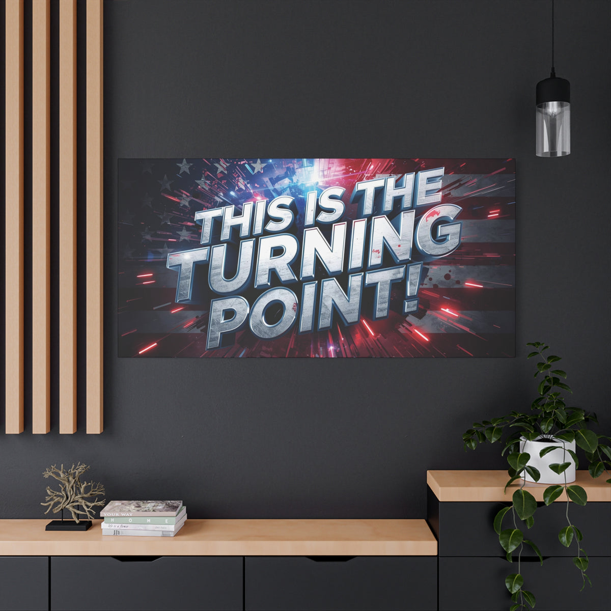 This Is The Turning Point! Canvas Wall Art - Patriotic American Flag - Red White Blue - Motivational Decor - 32 Sizes