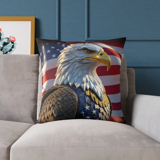 Patriotic  Red White Blue  American Flag  Bald Eagle  Square Pillow
