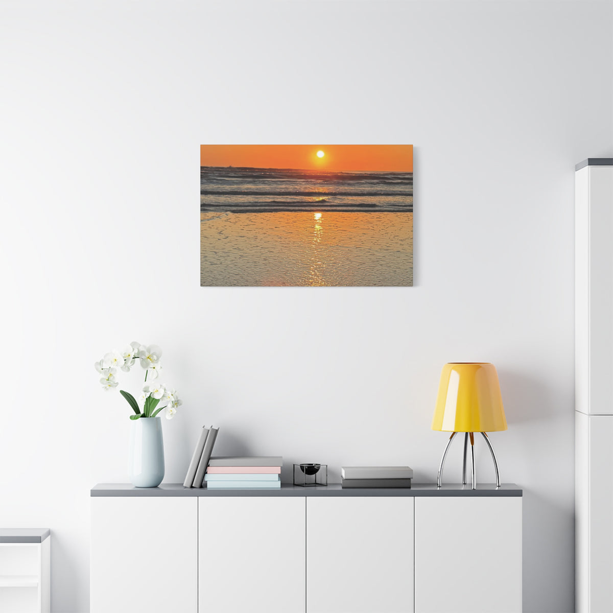 Sunset Beach Canvas Print, Ocean Decor, Wall Art, Home Decor, Coastal Artwork for Living Room