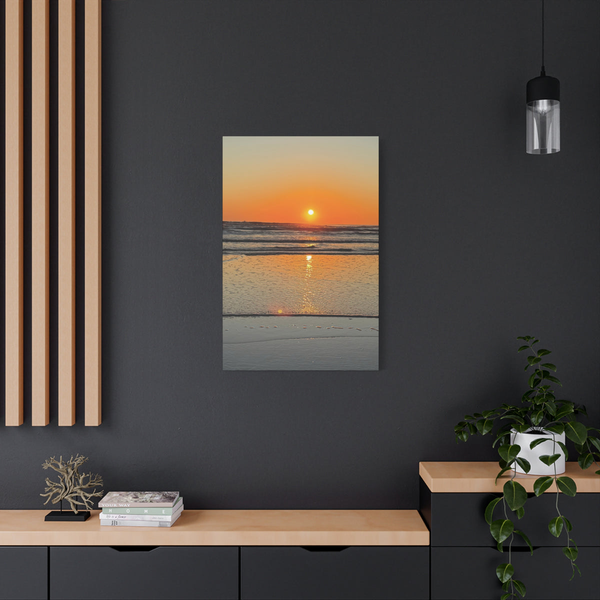 Sunset Beach Canvas Print, Ocean Decor, Wall Art, Home Decor, Coastal Artwork for Living Room