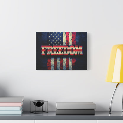 Freedom Canvas Wall Art - Patriotic Vintage American Flag - Gallery Wrapped - Red White Blue - 35 Sizes Available