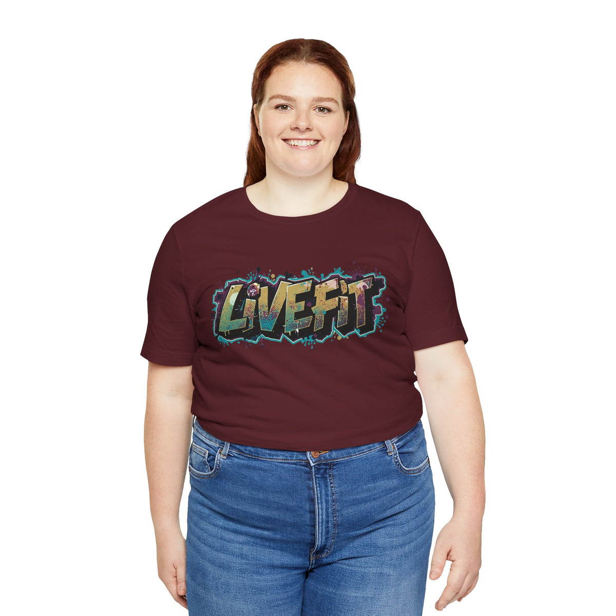 LIVE FIT Graphic Fitness Tee - Motivational Workout T-Shirt - Unisex XS-4XL