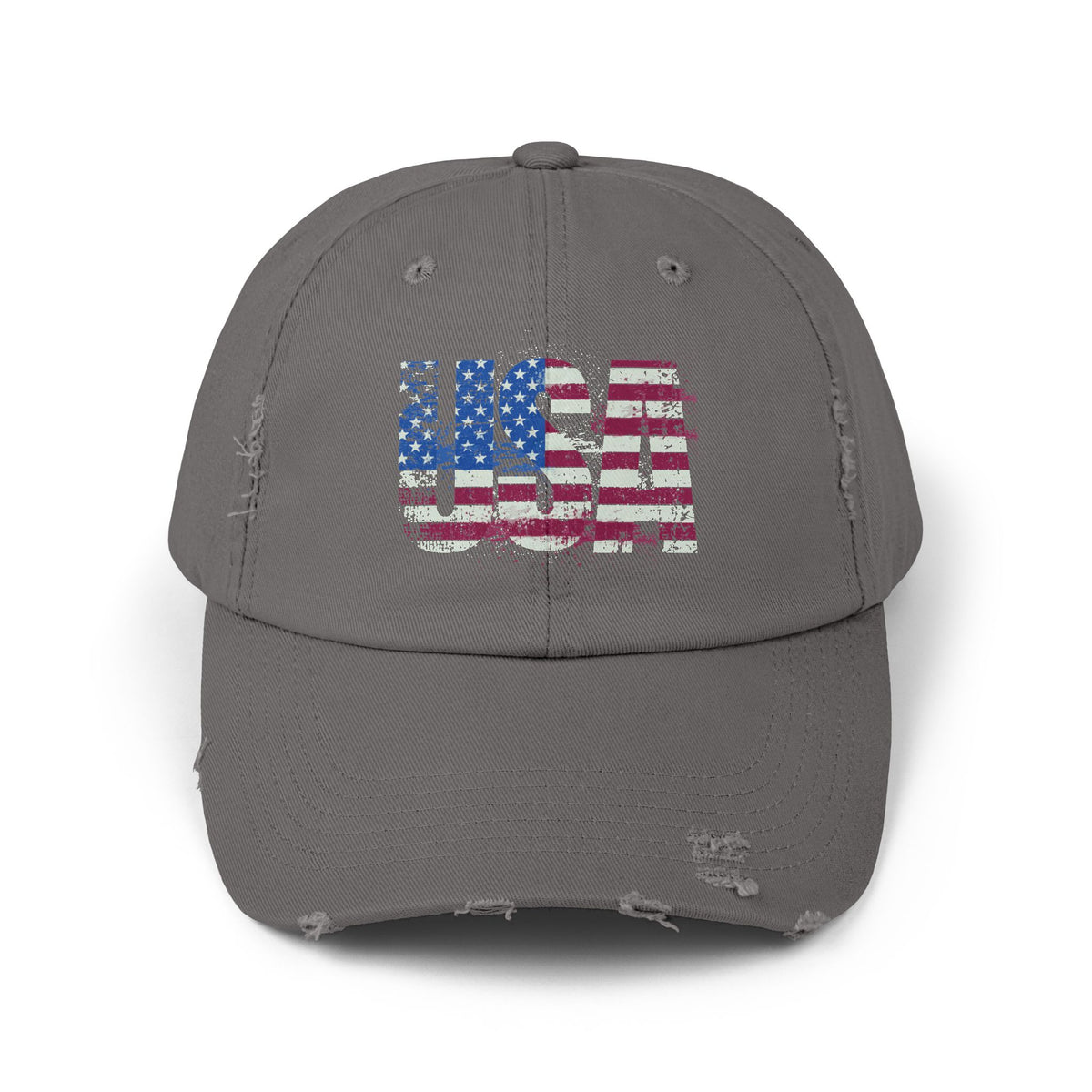 USA Distressed Flag Cap - Unisex Cotton Twill Hat - Patriotic Headwear