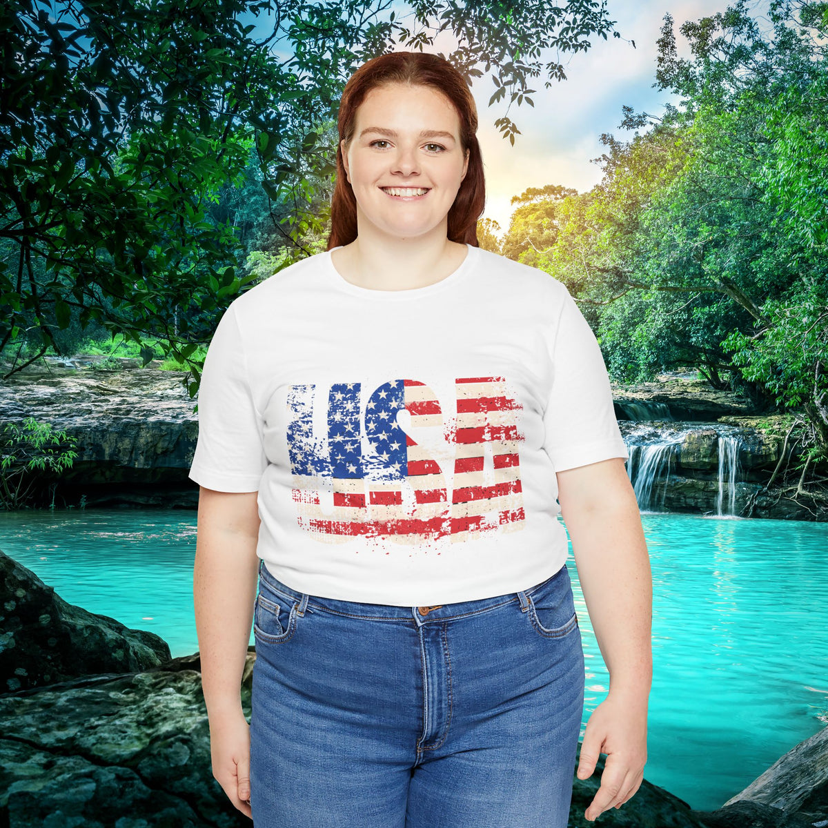 USA Red White Blue - American Flag T-Shirt - Patriotic Unisex Tee - S-3XL