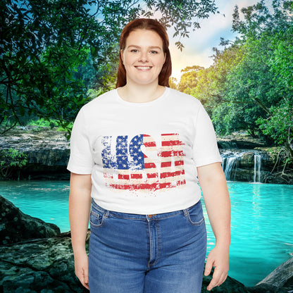 USA Red White Blue - American Flag T-Shirt - Patriotic Unisex Tee - S-3XL