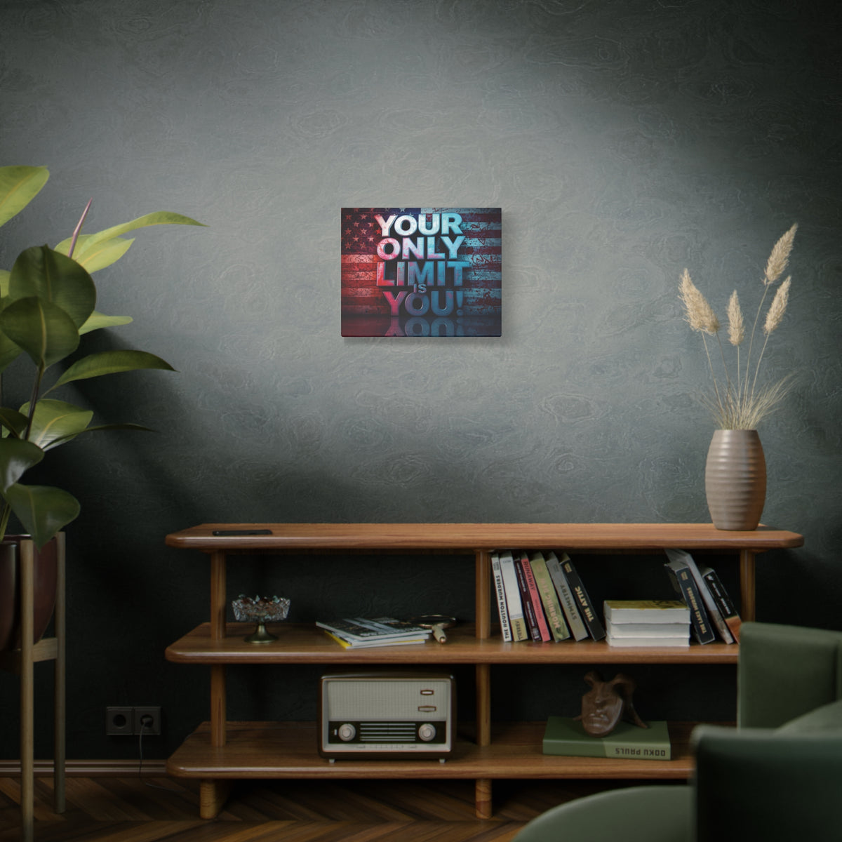 Your Only Limit Is You Canvas Wall Art - Motivational Vintage Flag Decor