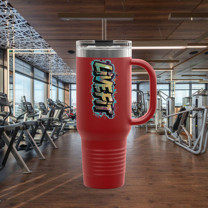 Insulated Travel Mug - Live Fit - 40oz Fitness Water Bottle - Gym Coffee Cup - Durable Travel Tumbler - Motivational Drinkware