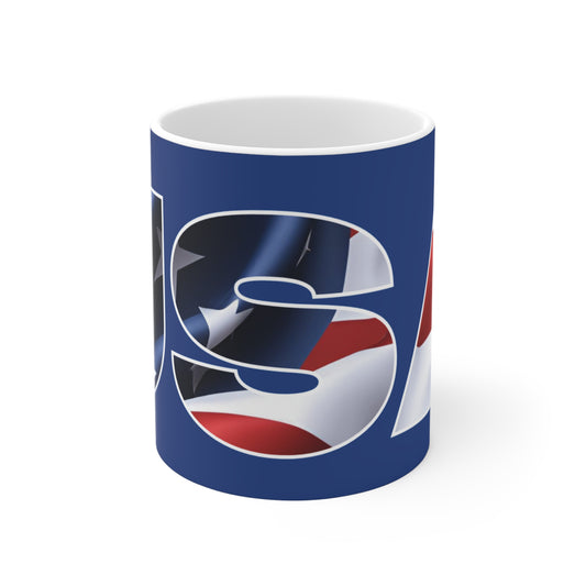 Patriotic USA Mug - Red White & Blue - 11oz Coffee Cup - Independence Day Gift