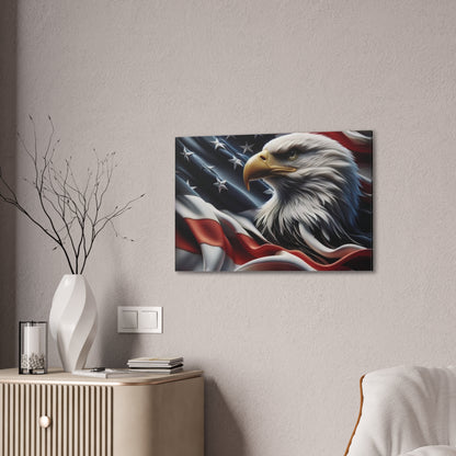 Patriotic Eagle Canvas Wall Art - American Flag Background - USA Decor