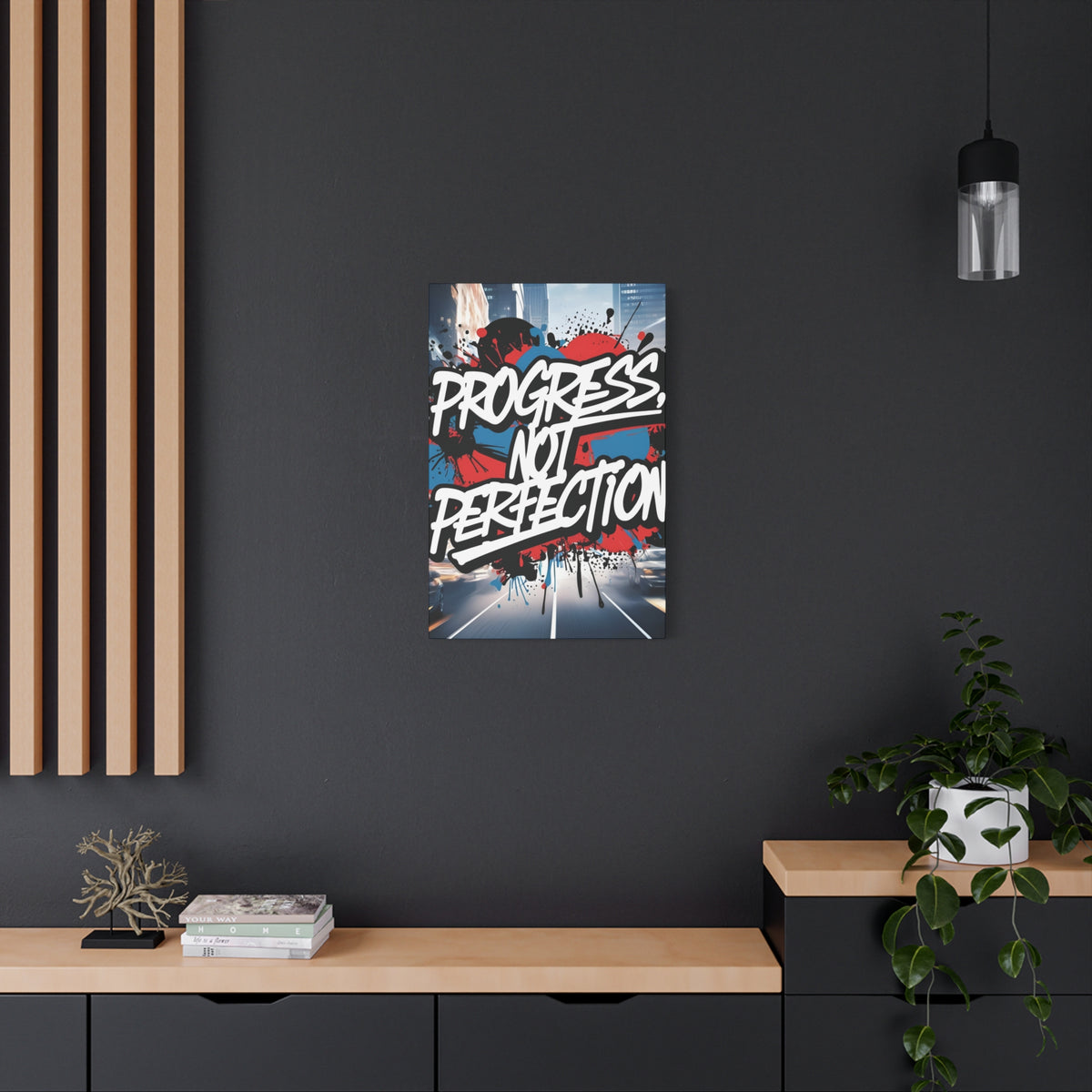 Progress Not Perfection Canvas Wall Art - Motivational Home Decor
