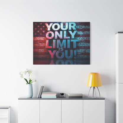 Your Only Limit Is You Canvas Wall Art - Motivational Vintage Flag Decor