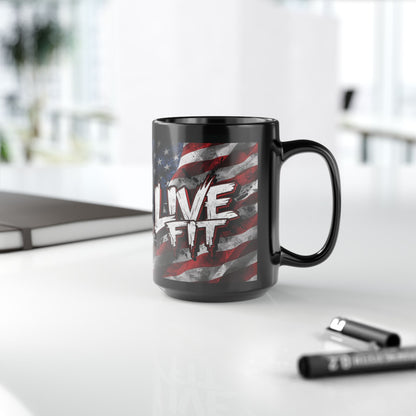 LIVE FIT Patriotic Mug - American Flag Design - 11oz/15oz