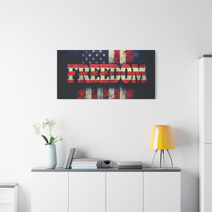 Freedom Canvas Wall Art - Patriotic Vintage American Flag - Gallery Wrapped - Red White Blue - 35 Sizes Available