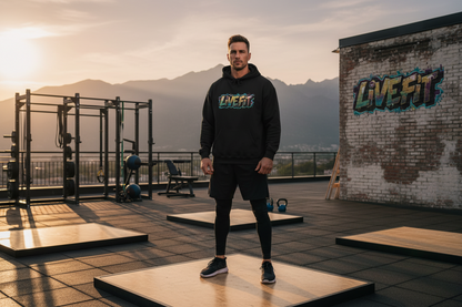LIVE FIT Hoodie - Unisex Heavy Blend Sweatshirt - Fitness Gym Wear - Workout Apparel - S-5XL