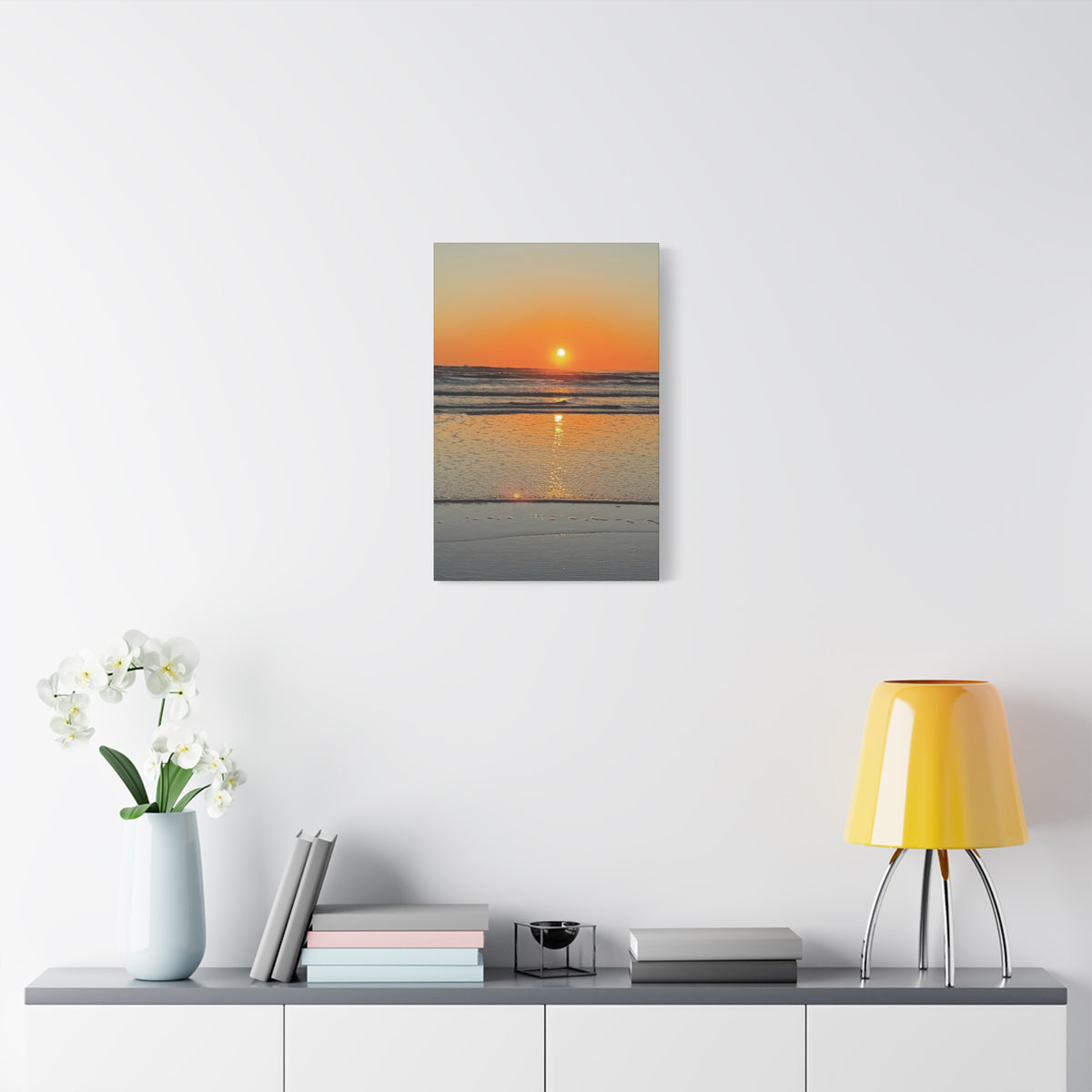 Sunset Beach Canvas Print, Ocean Decor, Wall Art, Home Decor, Coastal Artwork for Living Room