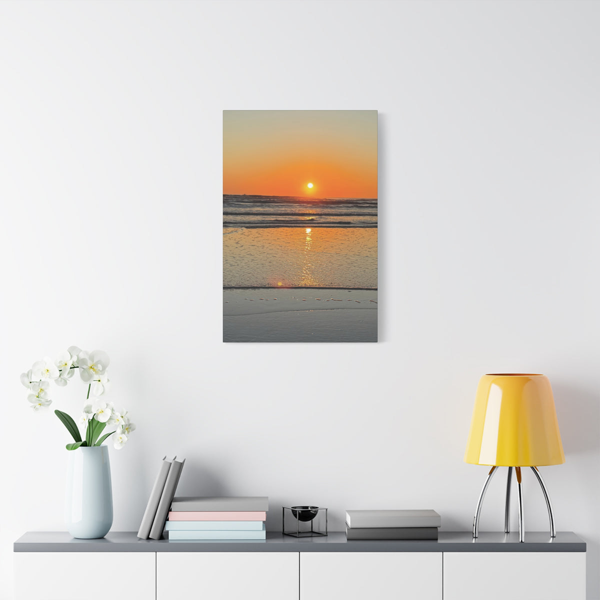 Sunset Beach Canvas Print, Ocean Decor, Wall Art, Home Decor, Coastal Artwork for Living Room