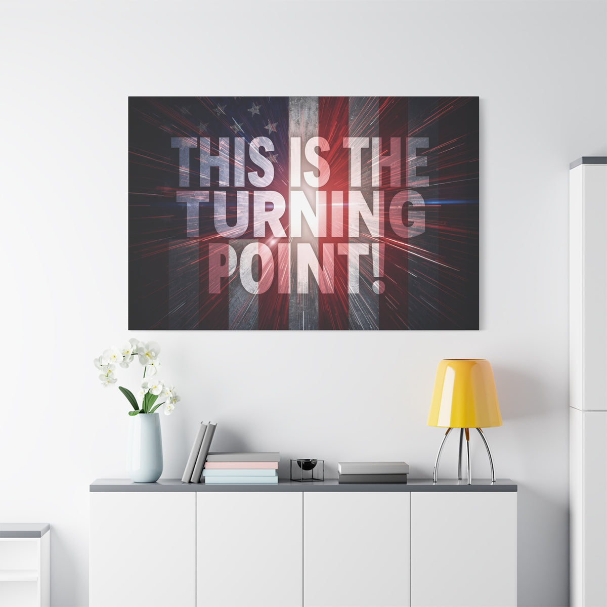 This Is The Turning Point! Canvas Wall Art - Patriotic American Flag - Red White Blue - Motivational Decor - 36 Sizes