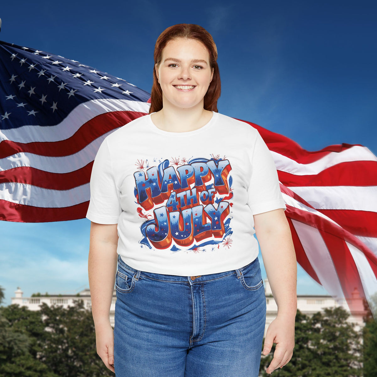Happy 4th of July T-Shirt - Independence Day Bald Eagle - American Flag Graphic Tee