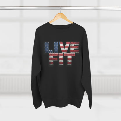 Patriotic Fitness Sweatshirt - American Flag LIVE FIT Design - Red White Blue Crewneck - Unisex S-3XL
