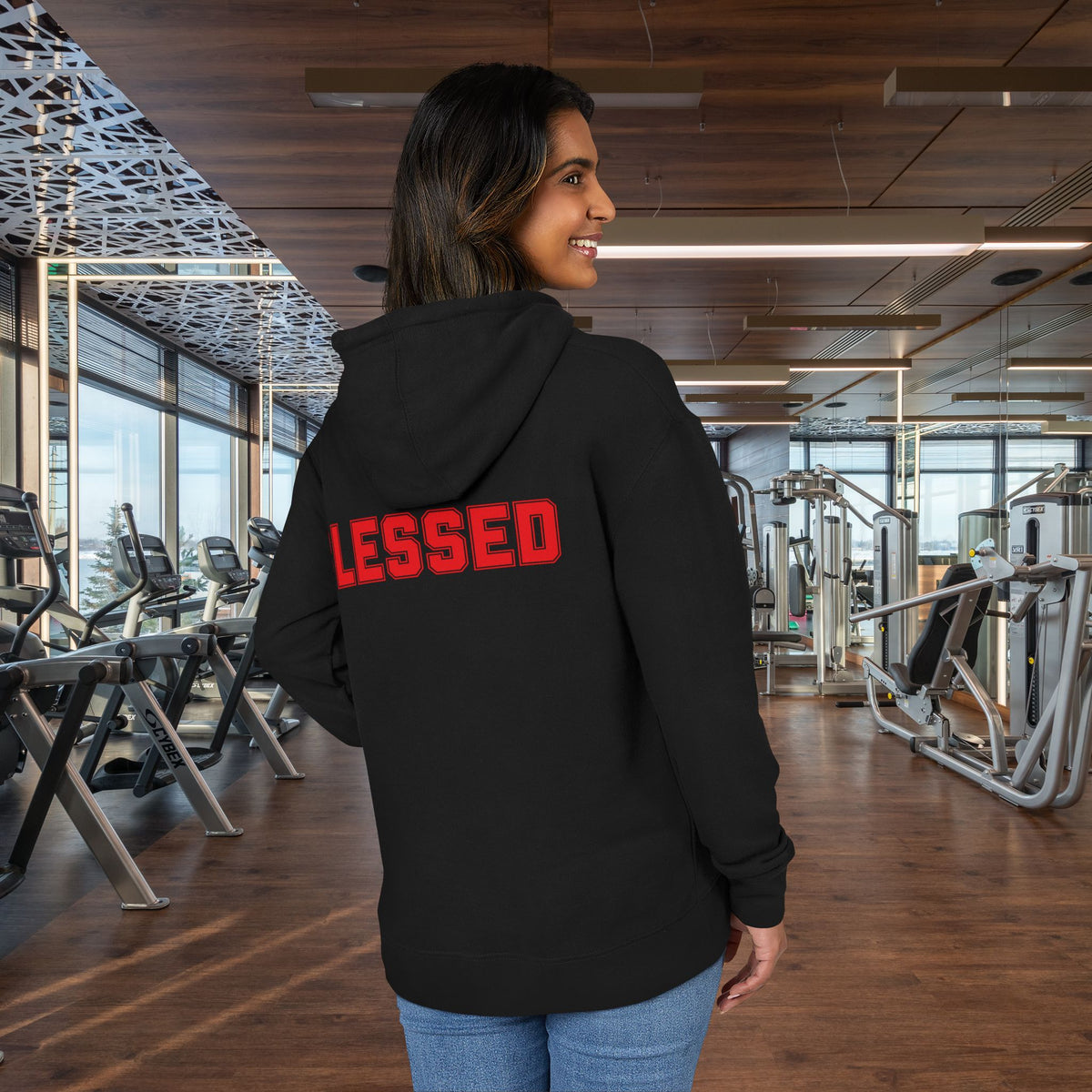 Blessed Hoodie - Red Text - Black Pullover Sweatshirt - Faith Apparel - Unisex XS-3XL