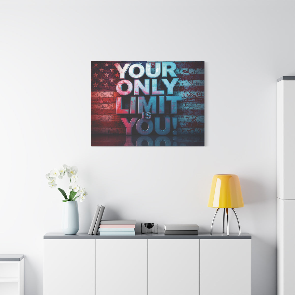 Your Only Limit Is You Canvas Wall Art - Motivational Vintage Flag Decor